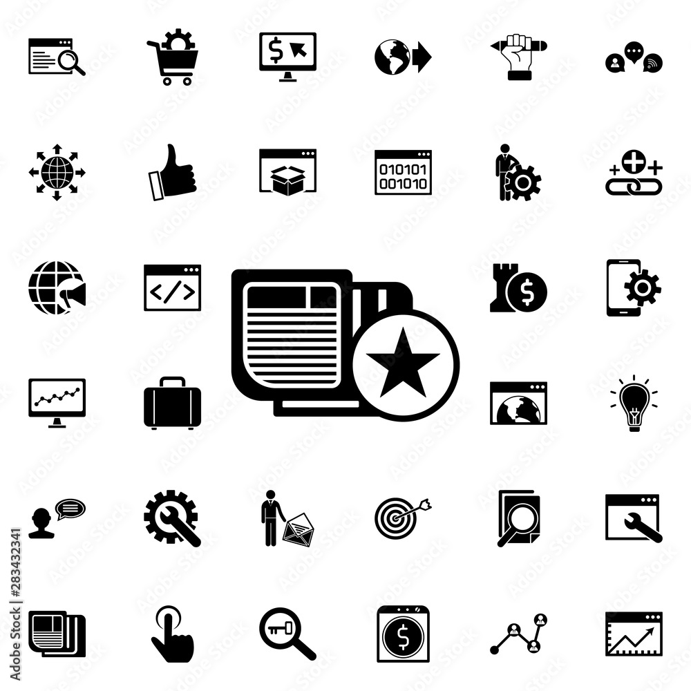 Attractive article icon. Universal set of seo and development for website design and development, app development Attractive article icon. Universal set of seo and development for website design and development, app development