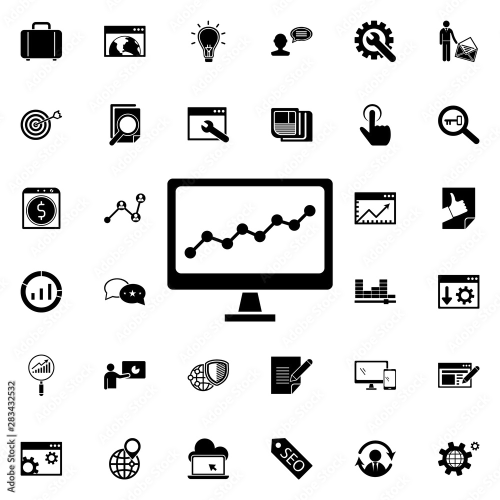 Monitoring seo icon. Universal set of seo and development for website design and development, app development Monitoring seo icon. Universal set of seo and development for website design and development, app development