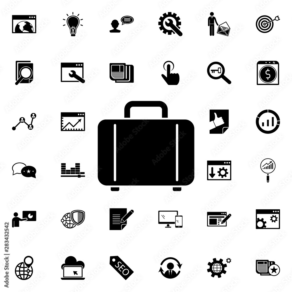 Portfolio icon. Universal set of seo and development for website design and development, app development Portfolio icon. Universal set of seo and development for website design and development, app development
