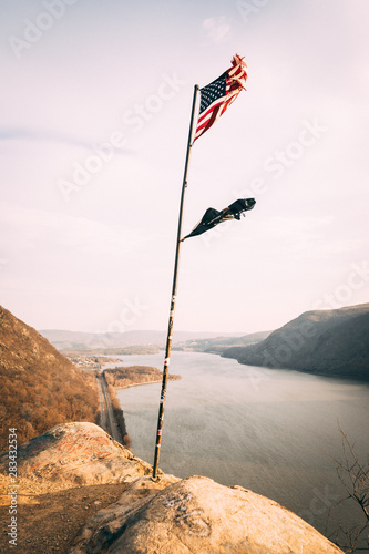 flag on top of mountain