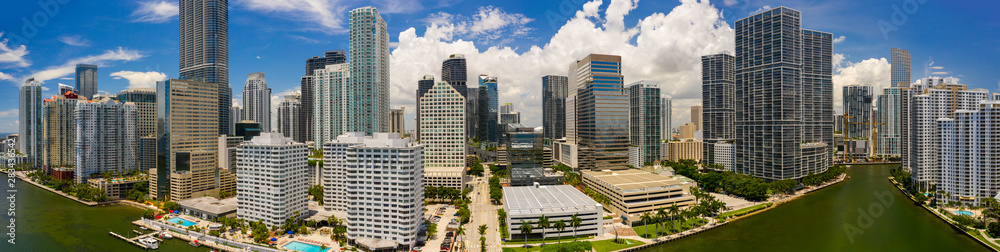 Fototapeta premium Aerial panorama facing towards Downtown Brickell Miami