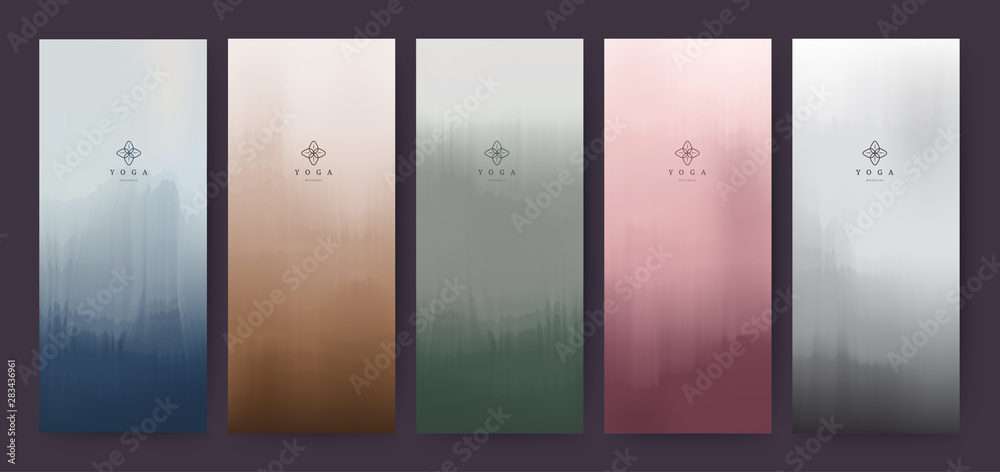Branding Packaging brush abstract background, logo banner voucher, watercolor green red purple violet fabric pattern. vector illustration. - obrazy, fototapety, plakaty 