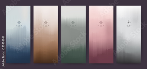 Branding Packaging brush abstract background, logo banner voucher, watercolor green red purple violet fabric pattern. vector illustration.