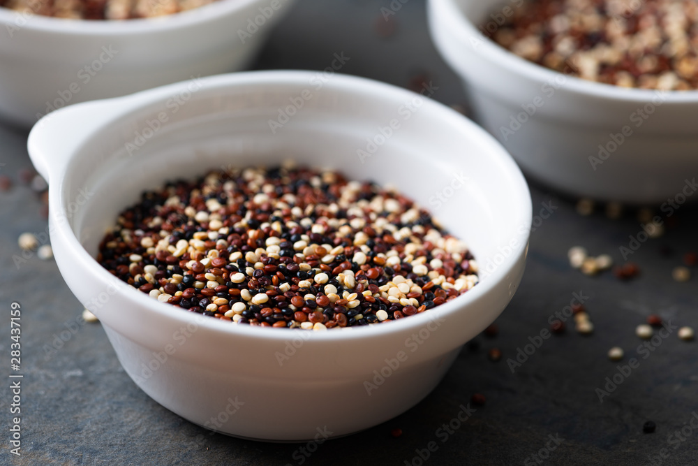 Set of quinoa Red, white and brown quinoa. Set of quinoa Red, white and brown quinoa.