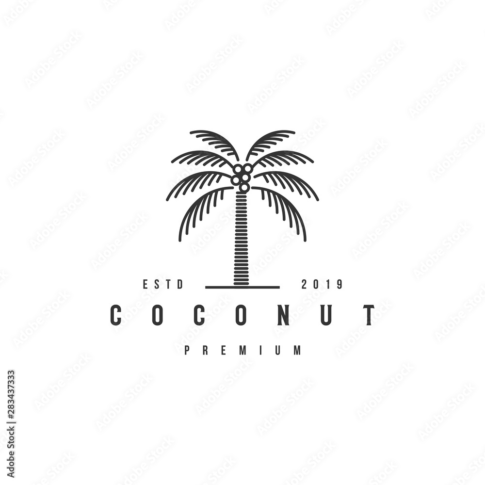 Naklejka coconut tree logo design template premium.Palm tree icon inspiration