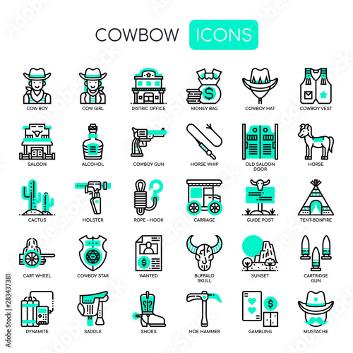Cowboy Elements , Thin Line and Pixel Perfect Icons