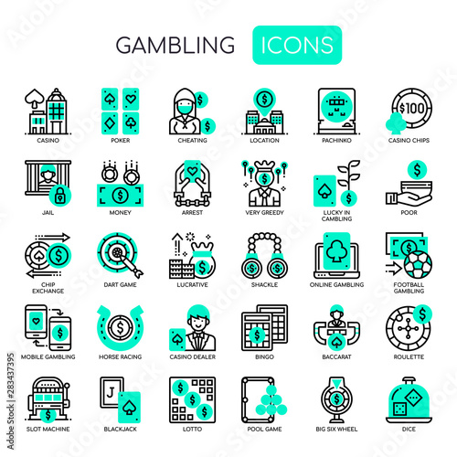Gambling Elements , Thin Line and Pixel Perfect Icons