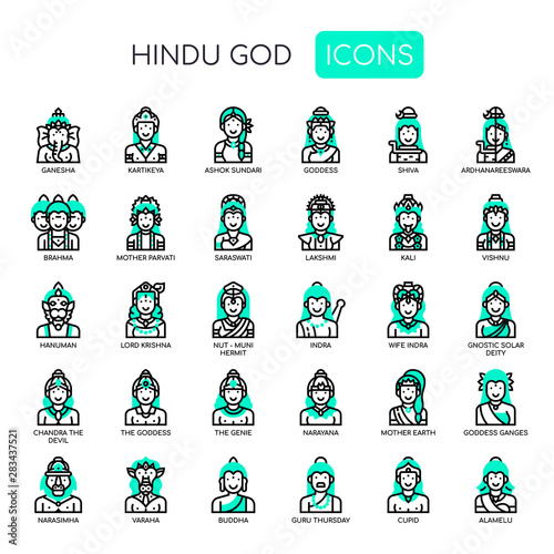 Hindu Gods , Thin Line and Pixel Perfect Icons photo