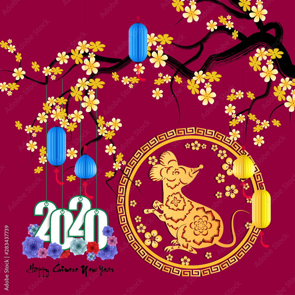 Fototapeta premium Happy New Chinese Year 2020 year of the Rat year of the mouse