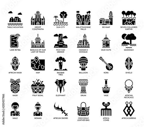 Africa Elements   Thin Line and Pixel Perfect Icons