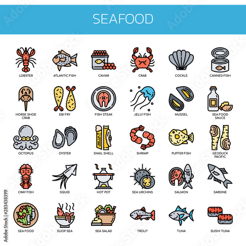 Seafood , Thin Line and Pixel Perfect Icons