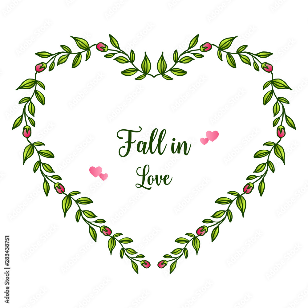 Beautiful leaf wreath frame, for lettering fall in love. Vector