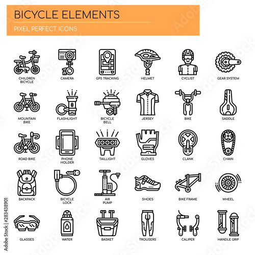 Bicycle Elements , Thin Line and Pixel Perfect Icons
