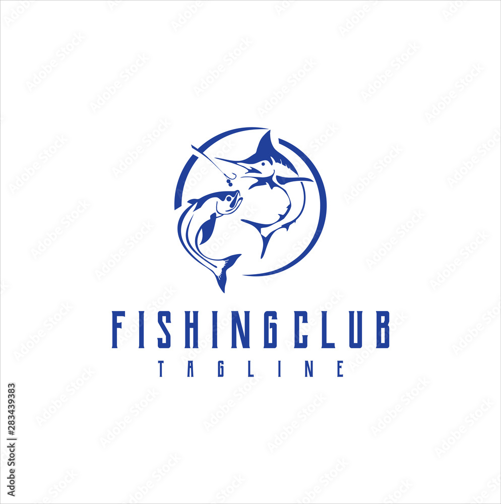 Fishing logo on a white background / Two Fish Logo Design Template Stock  Vector | Adobe Stock