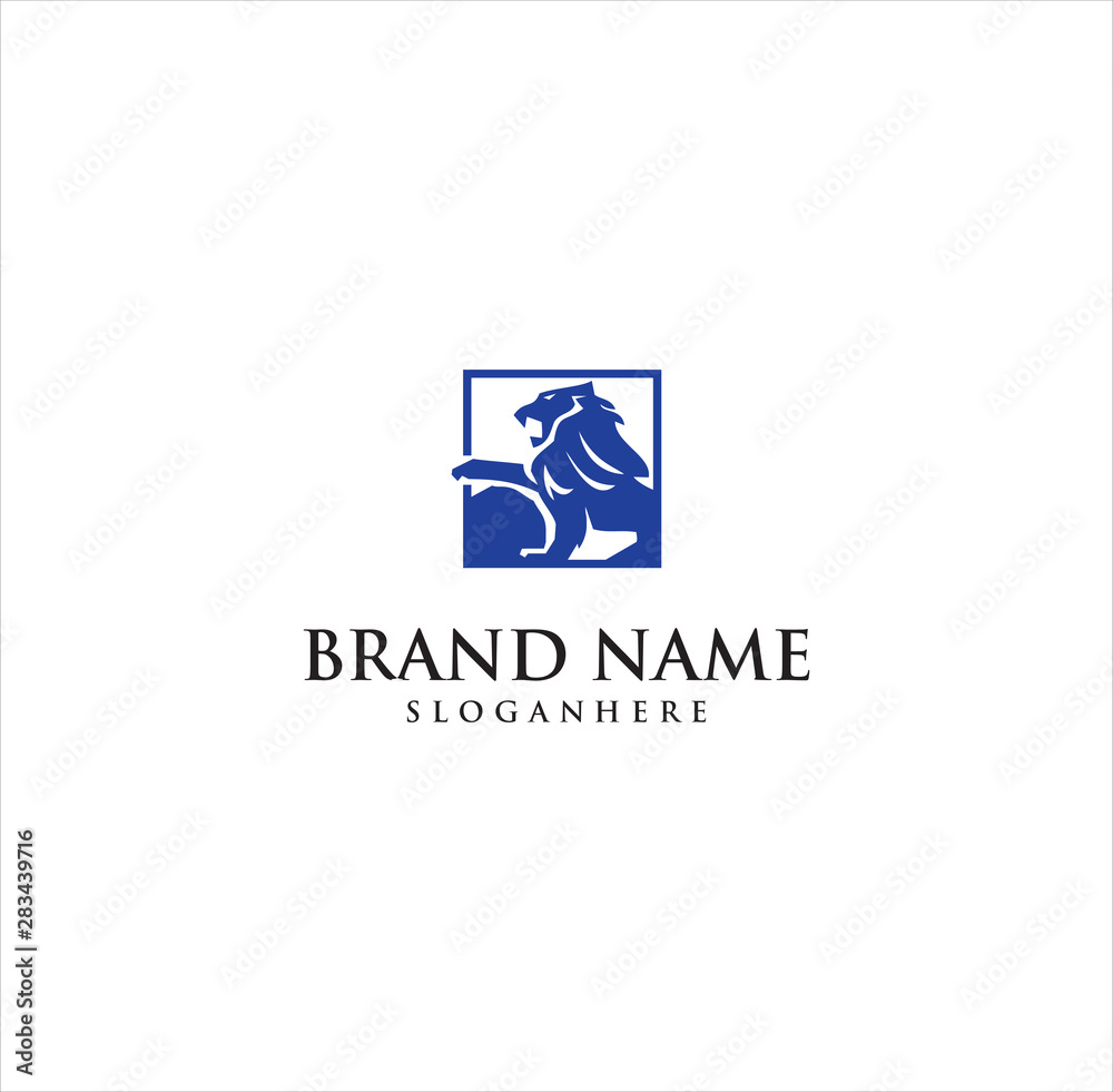 Lion Square Logo Vector With White Background