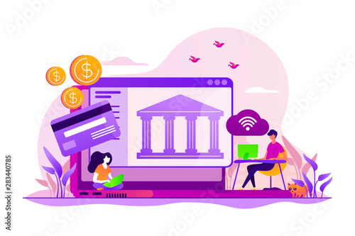 Online payment protection system. Secure bank transaction. Open banking platform, online banking system, finance digital transformation concept. Vector isolated concept creative illustration