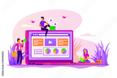 Business development. Marketing strategy. Online promotion. Content management. Digital marketing, PPC campaign, customer relationships concept. Vector isolated concept creative illustration
