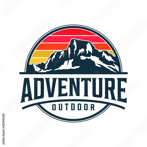 Mountain logo monogram style - outdoor wildlife nature everest rocky