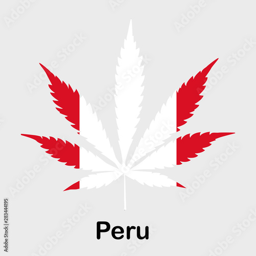 Flag in the form of a cannabis leaf. The concept of legalization of marijuana, hemp in Peru