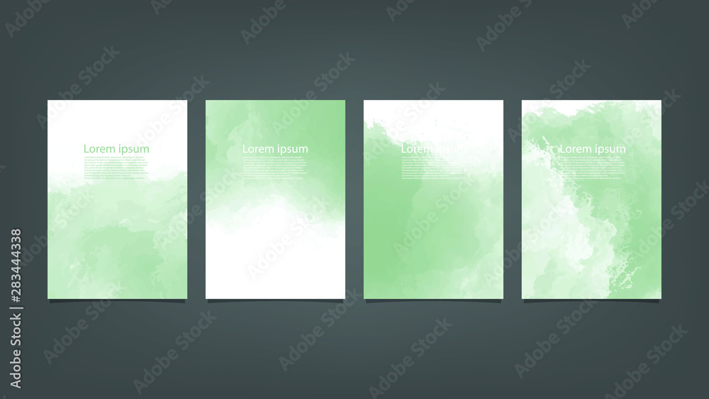 Fototapeta Zielony akwareli broszurki szablon dla ciebie projektuje, wektor.