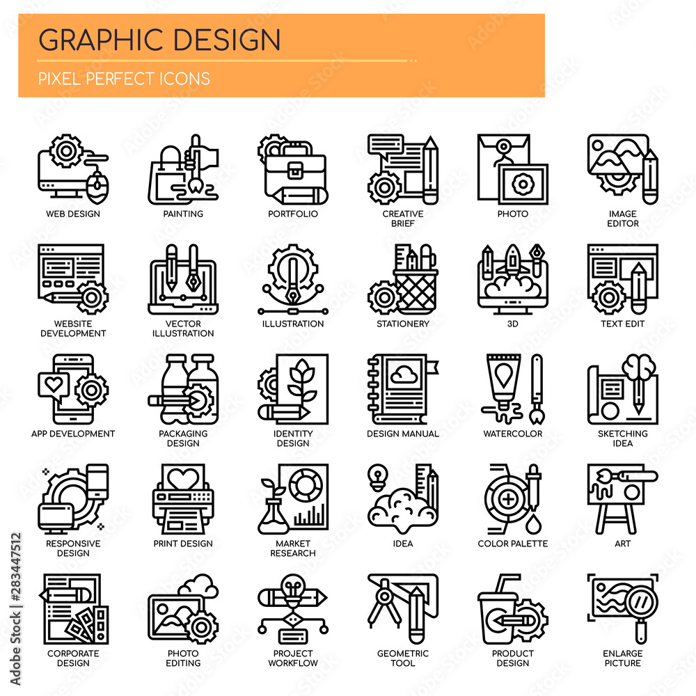 Graphic Design , Thin Line and Pixel Perfect Icons