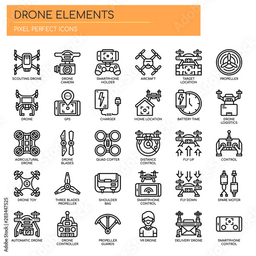 Drone Elements , Thin Line and Pixel Perfect Icons