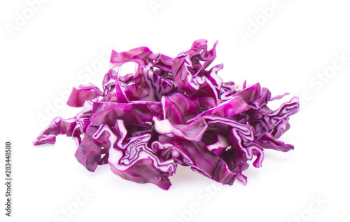 Red cabbage slice isolated on white background