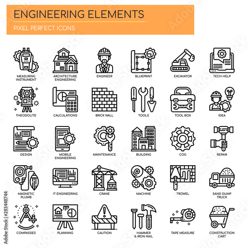 Engineering Elements , Thin Line and Pixel Perfect Icons