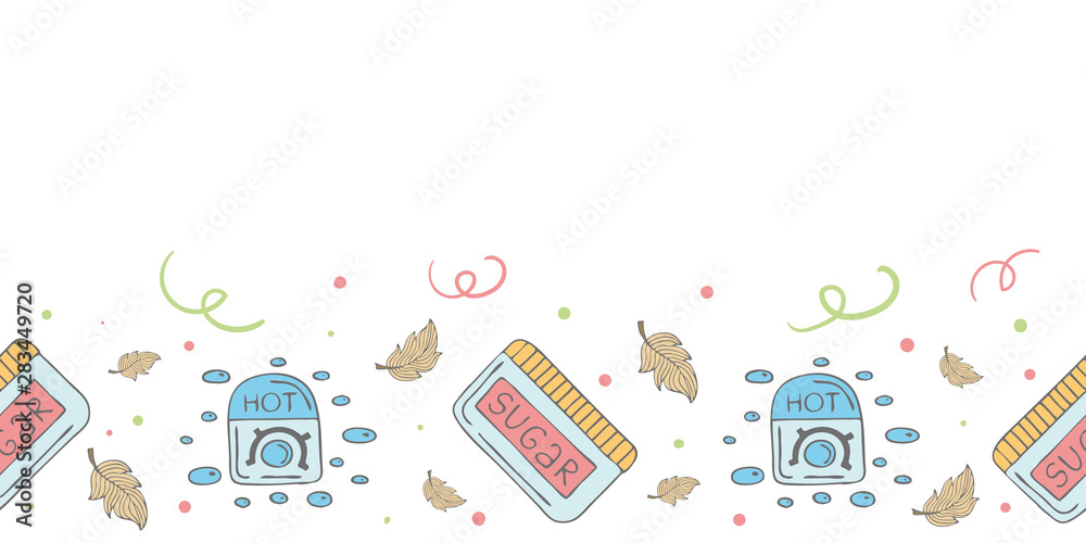 Banner template with doodle depilatory elements.