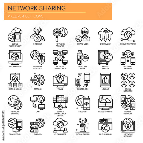 Network Sharing , Thin Line and Pixel Perfect Icons