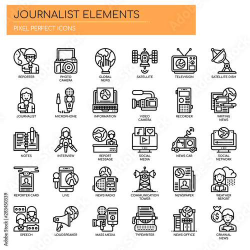 Journalist Elements , Thin Line and Pixel Perfect Icons