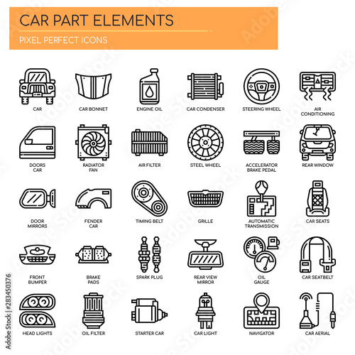 Car Parts , Thin Line and Pixel Perfect Icons
