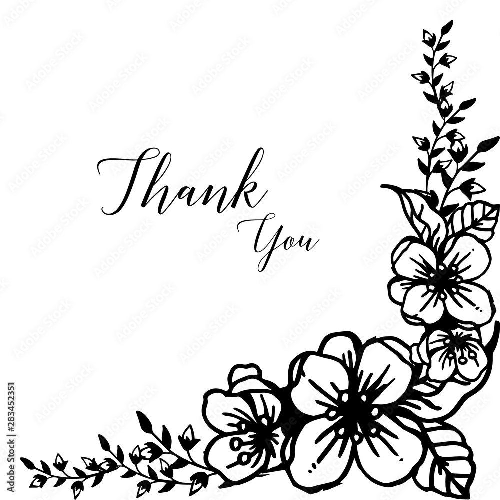 Pattern of wreath frame, black text thank you, for letter, cards. Vector Pattern of wreath frame, black text thank you, for letter, cards. Vector