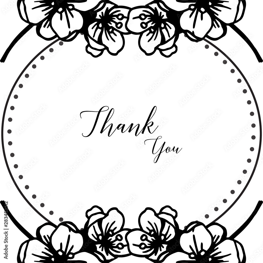 Pattern of wreath frame, black text thank you, for letter, cards. Vector Pattern of wreath frame, black text thank you, for letter, cards. Vector