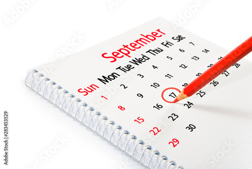 image of calendar and pencil closeup