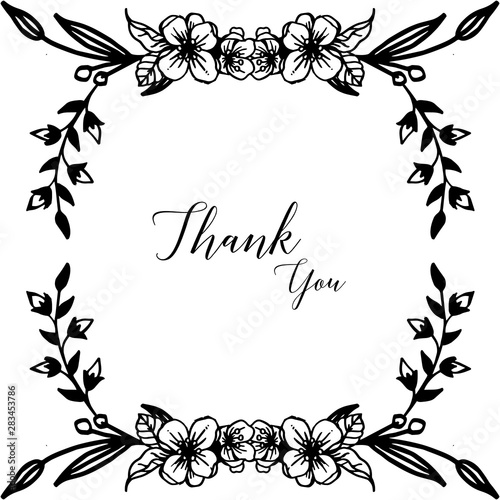 Wallpaper Mural Lettering of thank you, shape of card, various elegant flower frame. Vector Torontodigital.ca