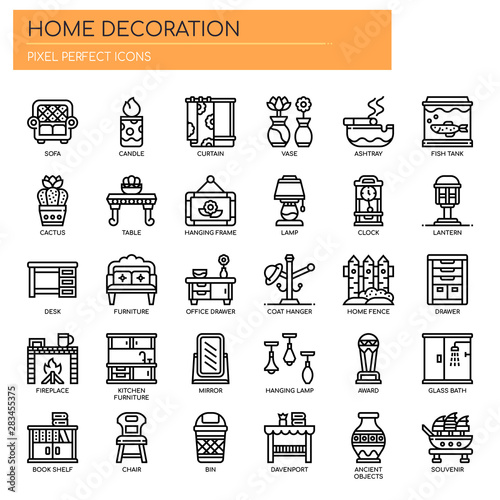 Home Decoration , Thin Line and Pixel Perfect Icons