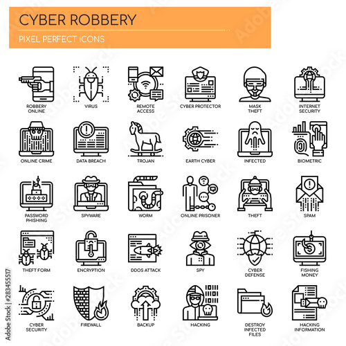 Cyber Robbery , Thin Line and Pixel Perfect Icons