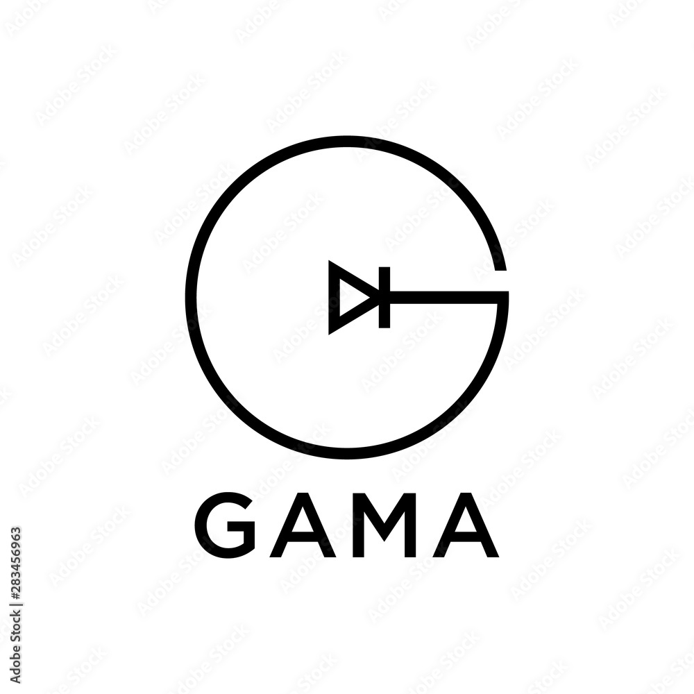 Inspiration of initial sign G gamma with electronic connection symbol for technology logo design