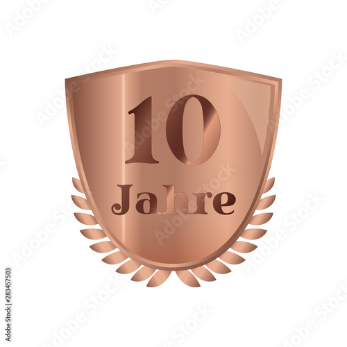 Bronze Wappen und Lorbeeren 3D - 10 Jahre