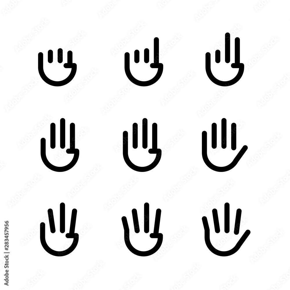 Obraz premium hand gestures. line icons set. Flat style vector icons, emblem, symbol For Your Design