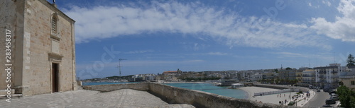 Otranto panorama from St.Mary Chapel. Otranto sandy beach is located on the Adriatic coast of Salento, Italy.