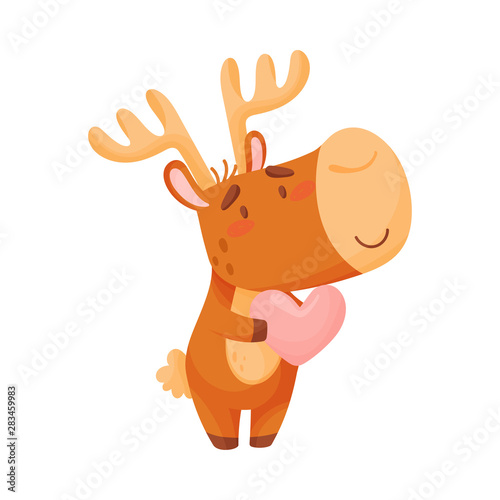 Cute love elk. Vector illustration on white background.