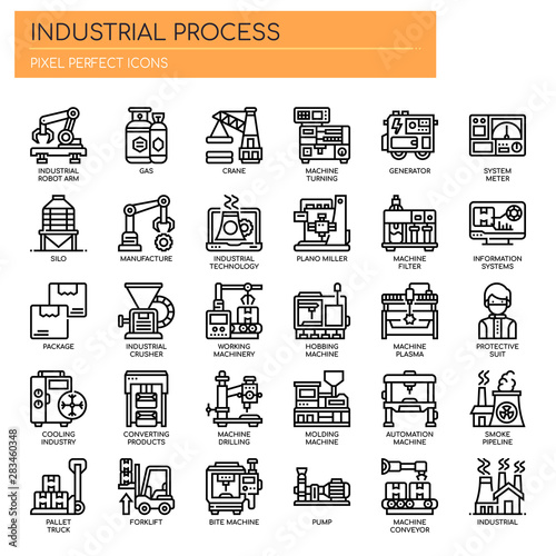 Industrial Process , Thin Line and Pixel Perfect Icons