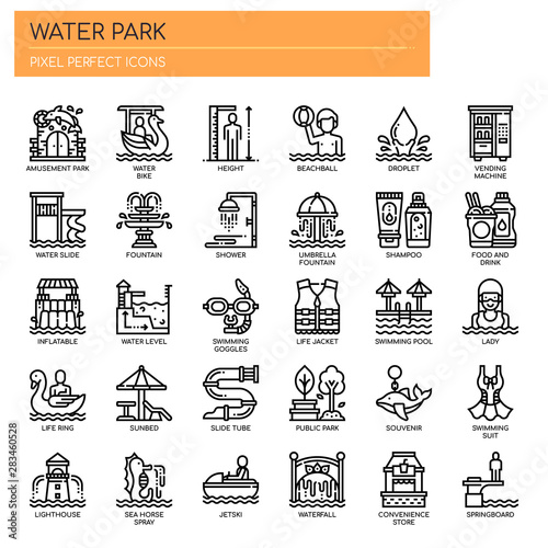 Water Park , Thin Line and Pixel Perfect Icons