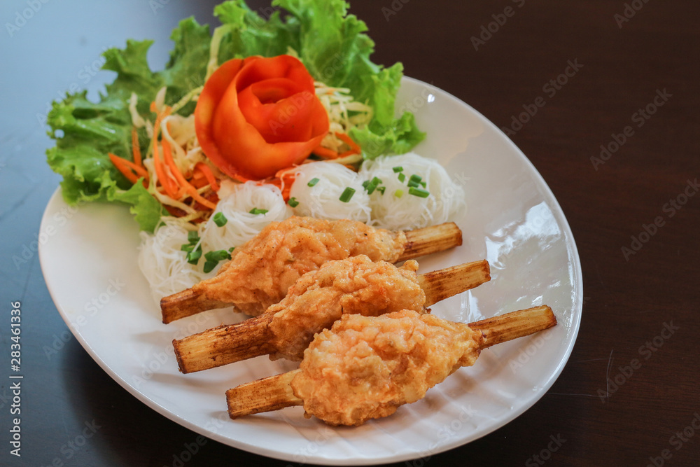 Fried Shrimp with Sugar Cane. Fried Shrimp with Sugar Cane.