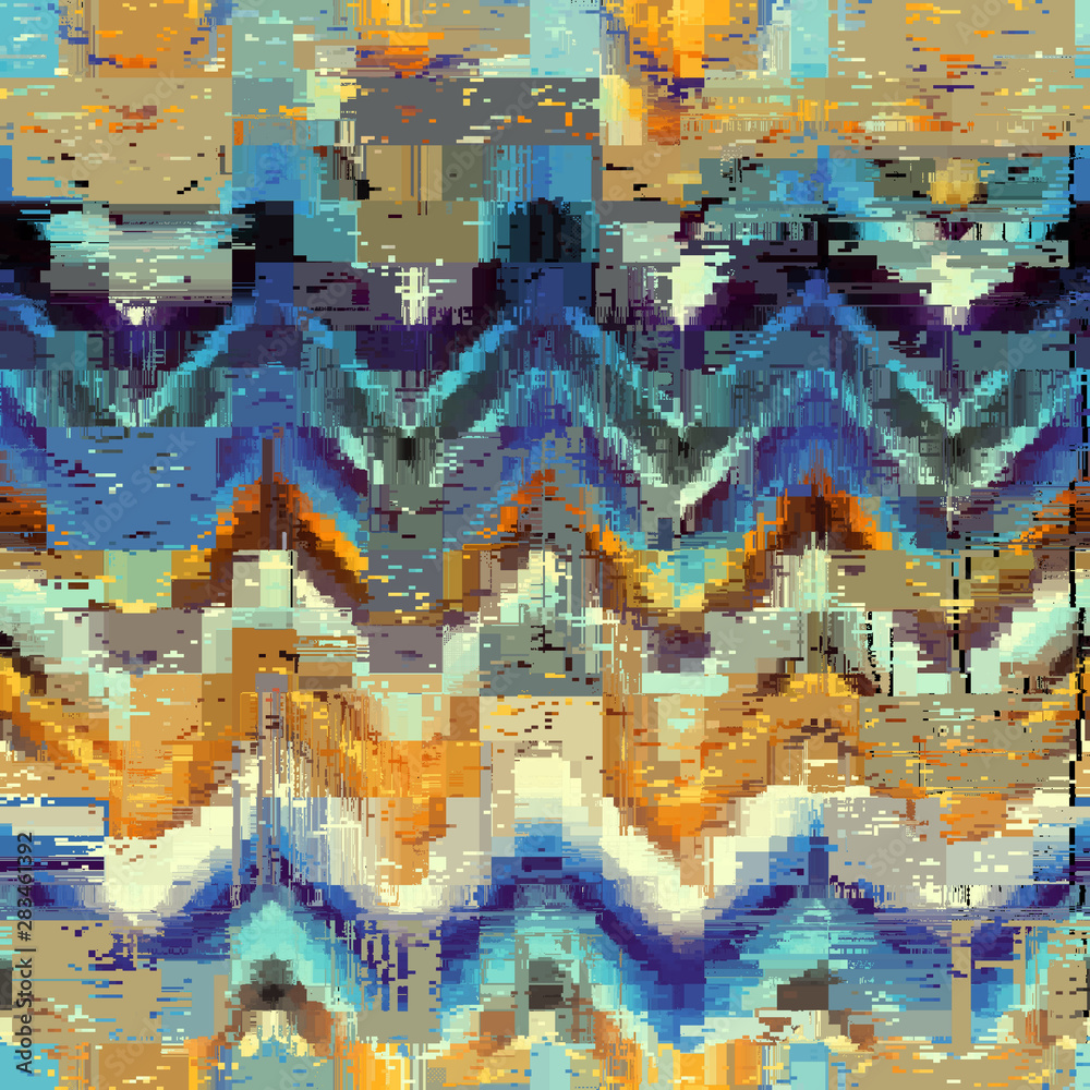 Fototapeta premium Vector image with imitation of grunge datamoshing texture.