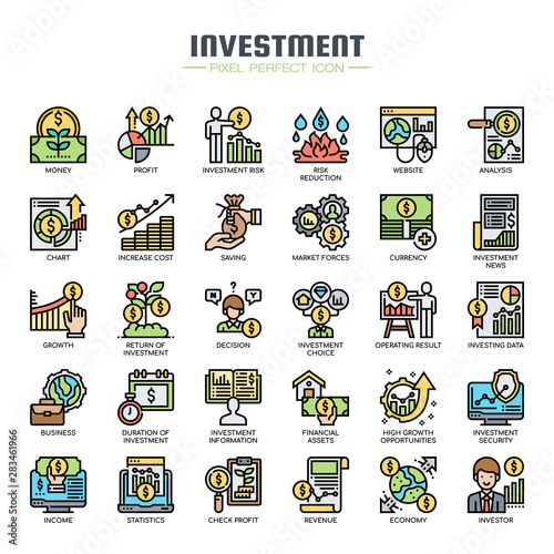 Investment Elements , Thin Line and Pixel Perfect Icons