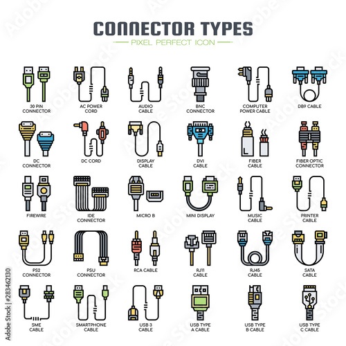 Connector Types , Thin Line and Pixel Perfect Icons
