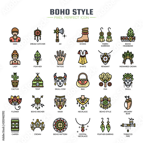 Boho Style , Thin Line and Pixel Perfect Icons